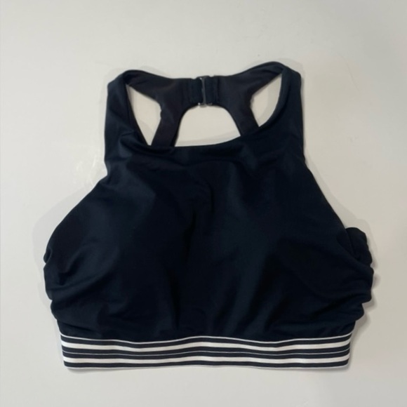 NWOT ATHLETA Sports Bra Size 32D/DD Black White High Neck Removable Cup Padding - Picture 1 of 7